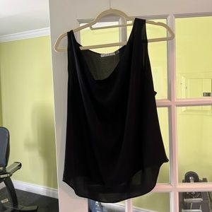 Alice and Olivia Sheer Black Tank